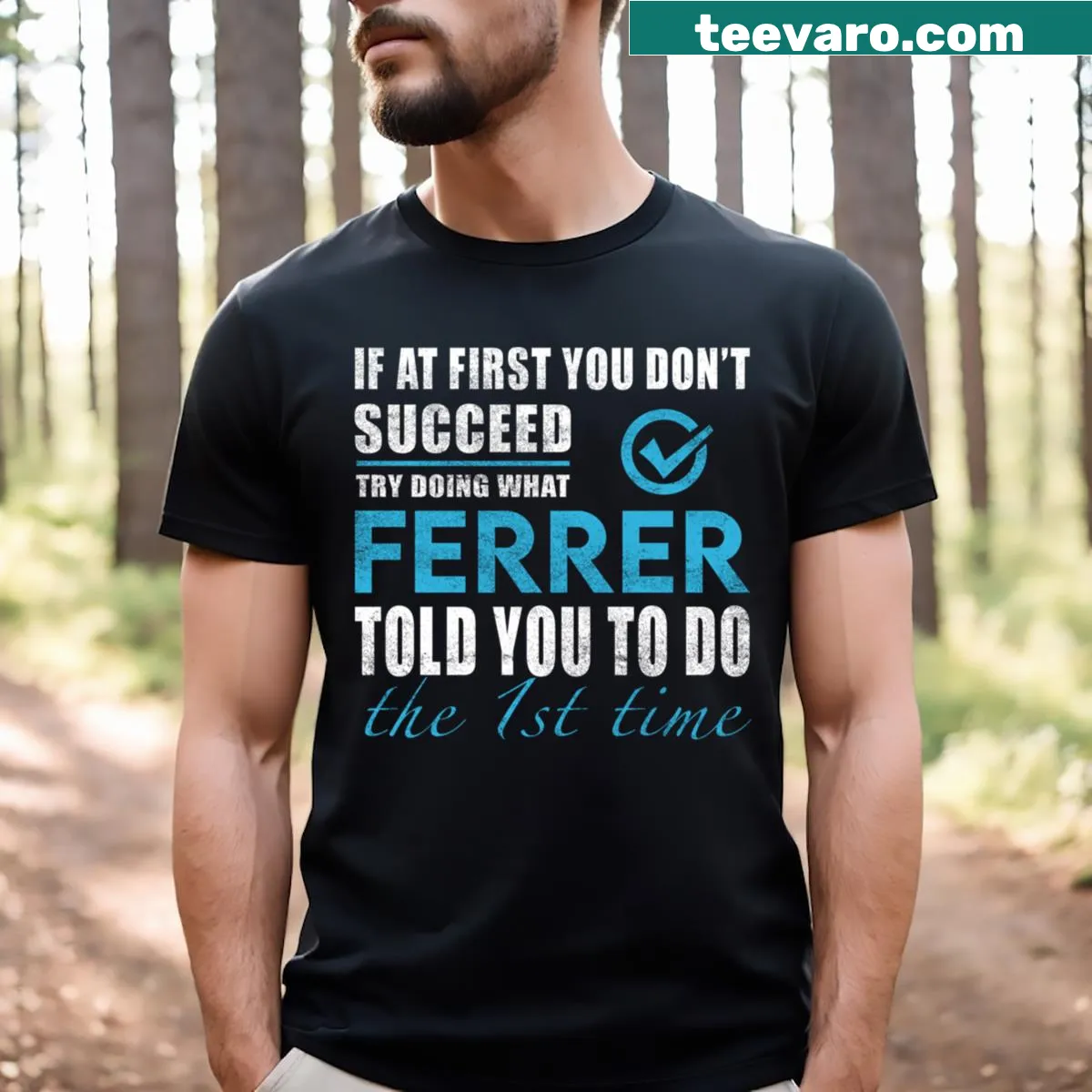 Team Ferrer lifetime member graphic on a proud proclamation tee — on a men's t-shirt