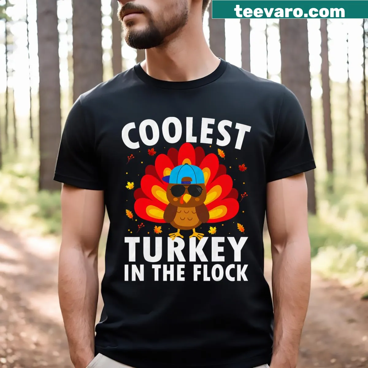 Cute turkey illustration on a toddler's Thanksgiving T-shirt — on a men's t-shirt