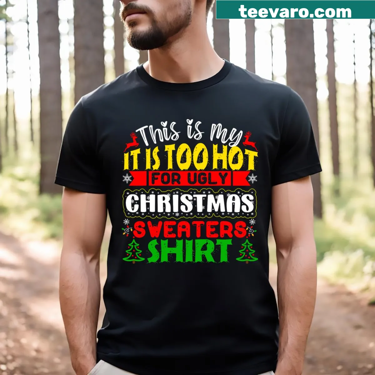 Funny T-shirt rejecting ugly Christmas sweaters — on a men's t-shirt