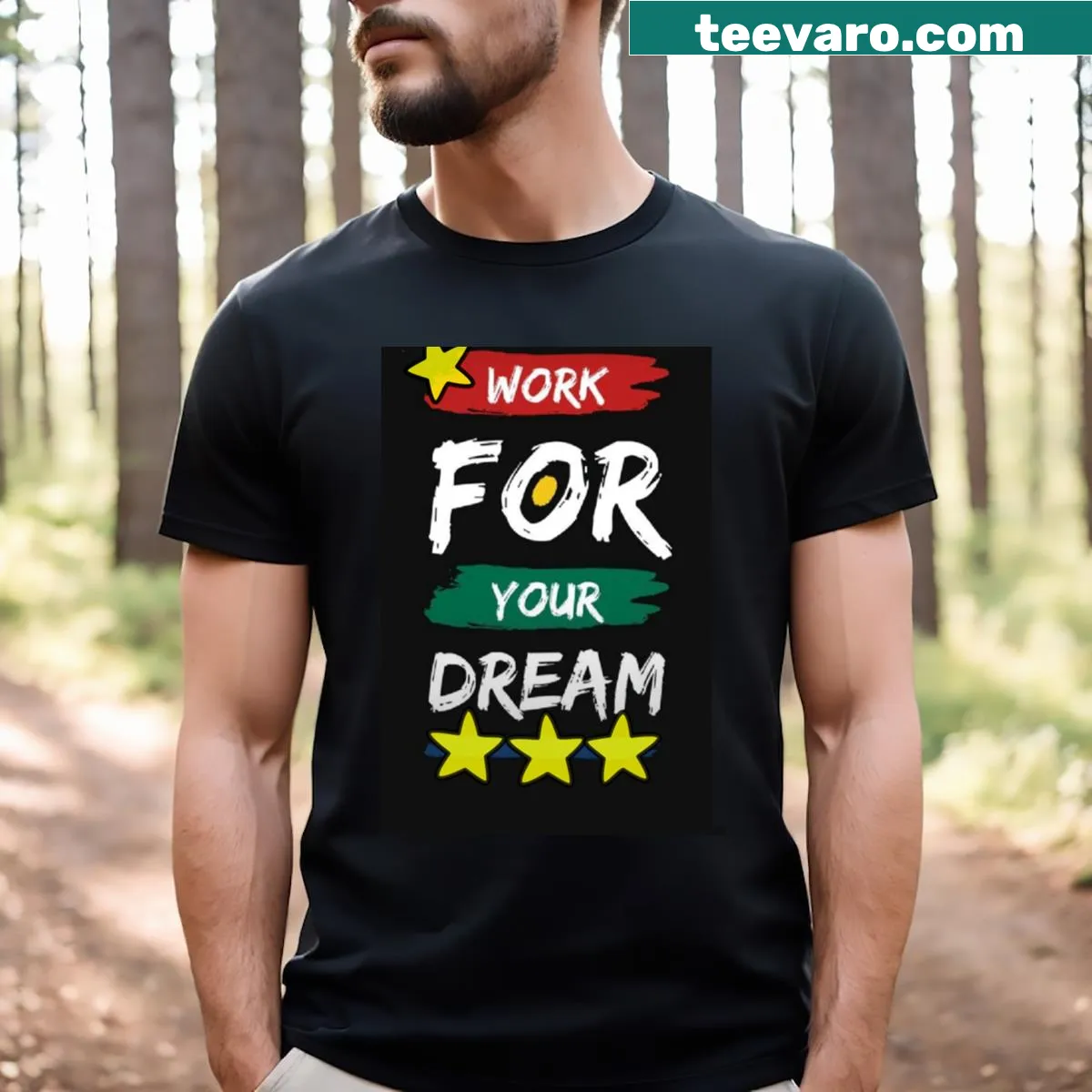 Motivational t-shirt with 'Work Hard For Your Dream' text — on a men's t-shirt