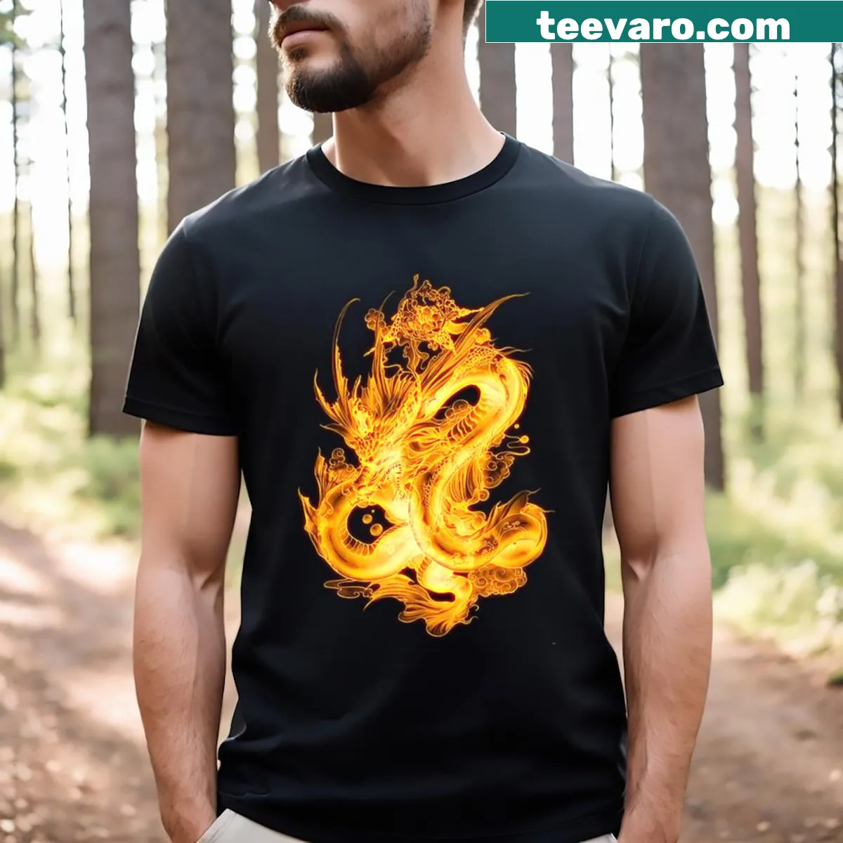 Illustrated dragon design for Lunar New Year celebration on T-shirt — on a men's t-shirt