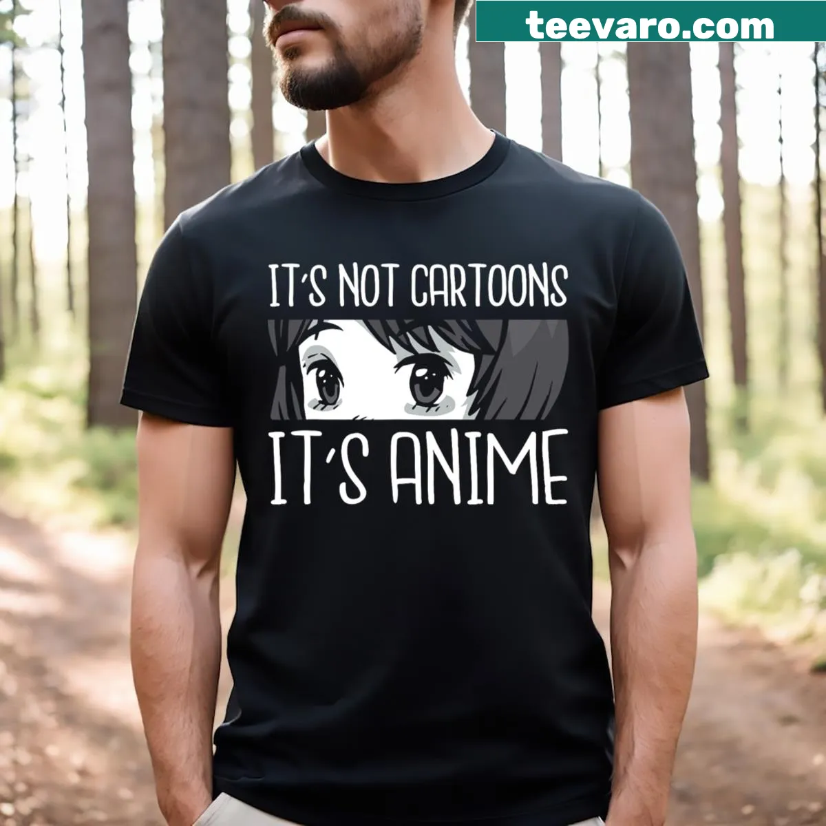 Illustration of an anime girl with a humorous quote on a t-shirt — on a men's t-shirt