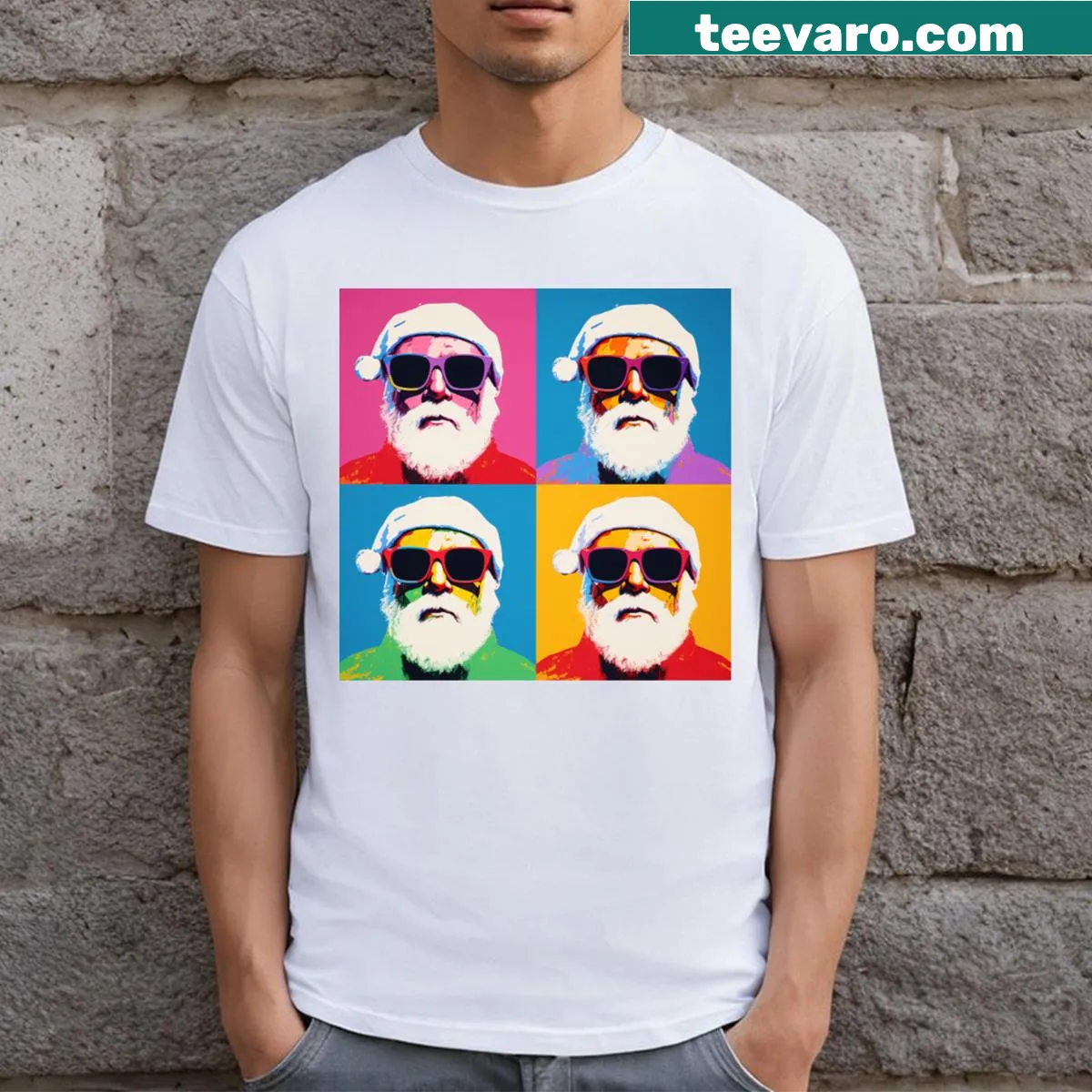 Chic Santa T-shirt with a modern illustration style — on a men's t-shirt