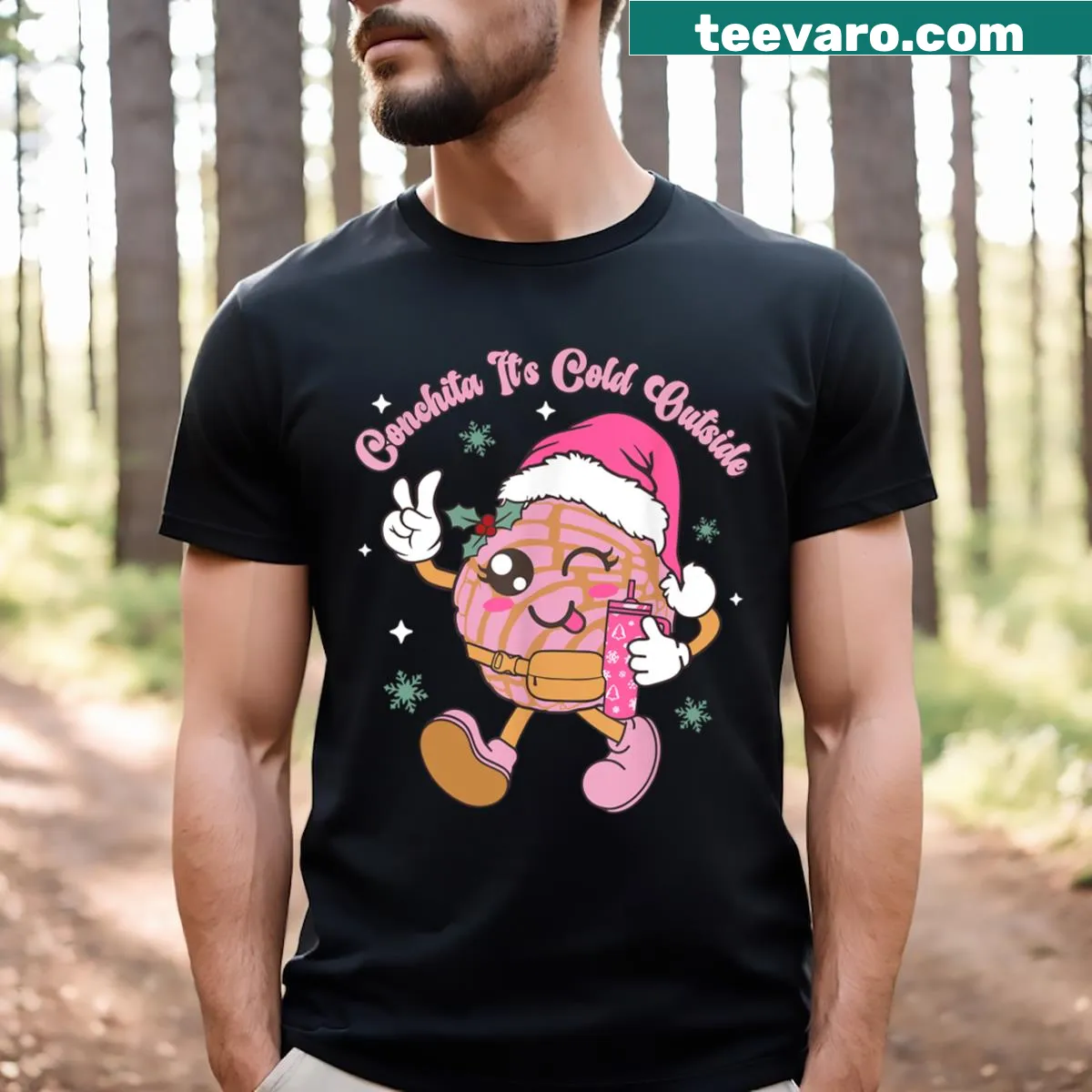 Funny holiday t-shirt with a whimsical winter phrase — on a men's t-shirt