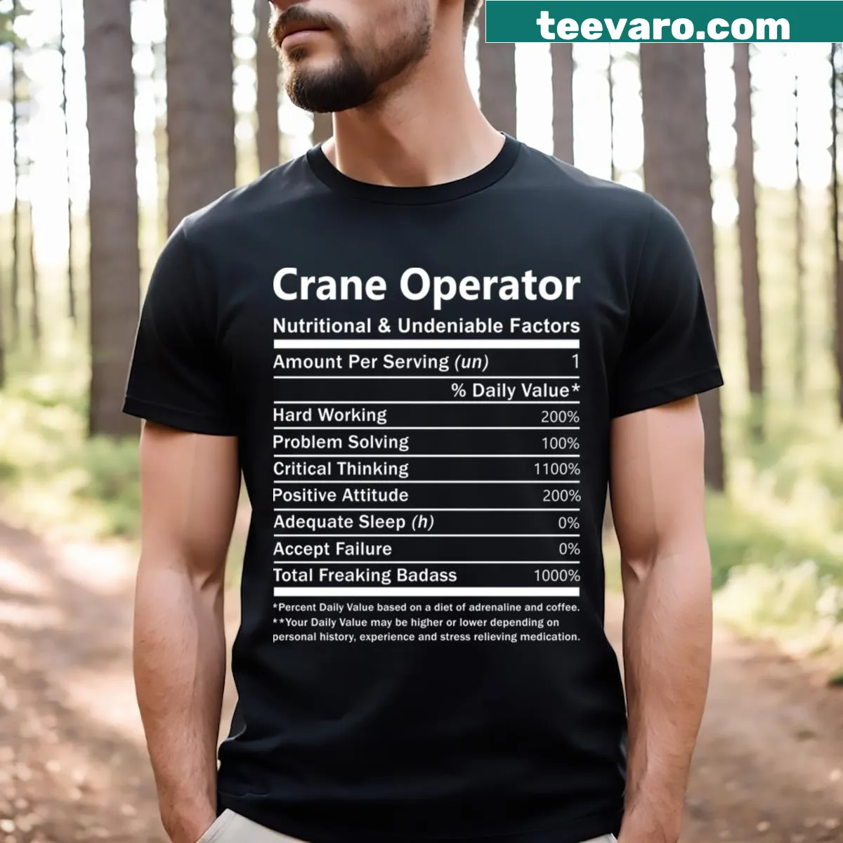 Informative graphic on crane operation for a profession-themed t-shirt — on a men's t-shirt