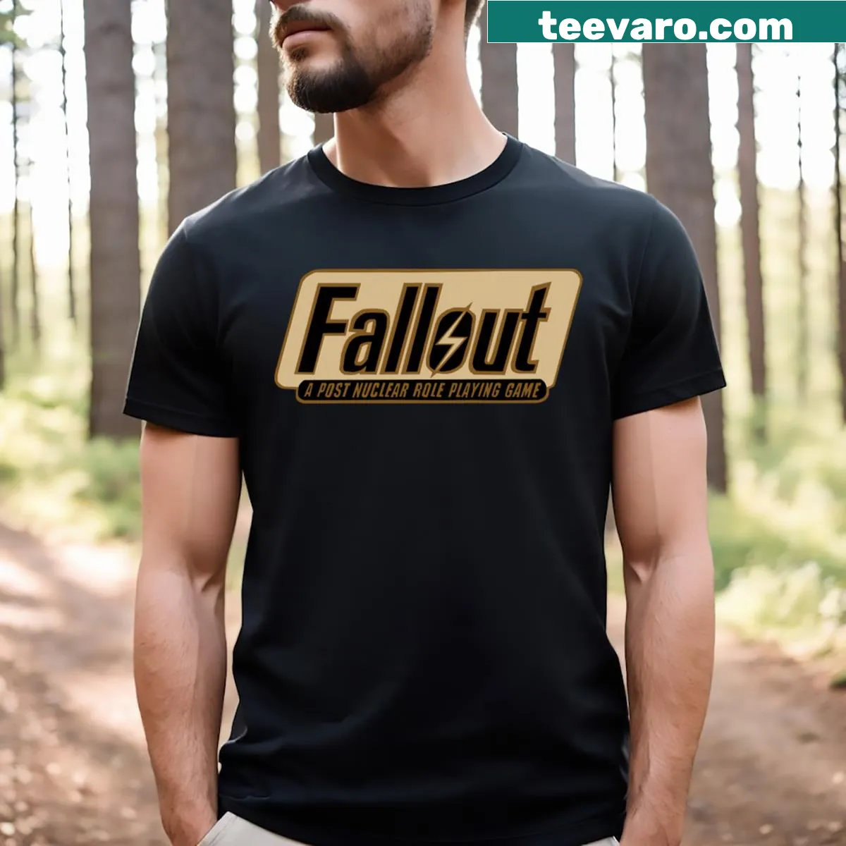 Fallout logo graphic T-shirt with iconic design — on a men's t-shirt