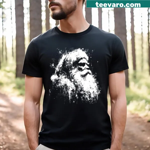 Distressed Santa graphic on a grunge-style t-shirt