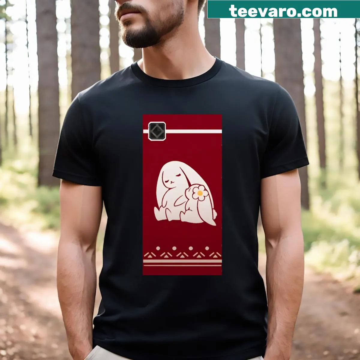 T-shirt featuring Clara from Honkai Star Rail with a phone case design — on a men's t-shirt