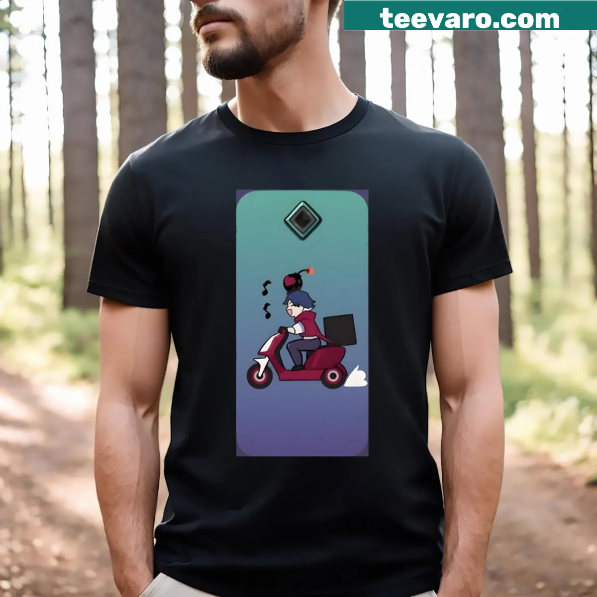 T-shirt with Sampo from Honkai Star Rail and a phone case graphic — on a men's t-shirt