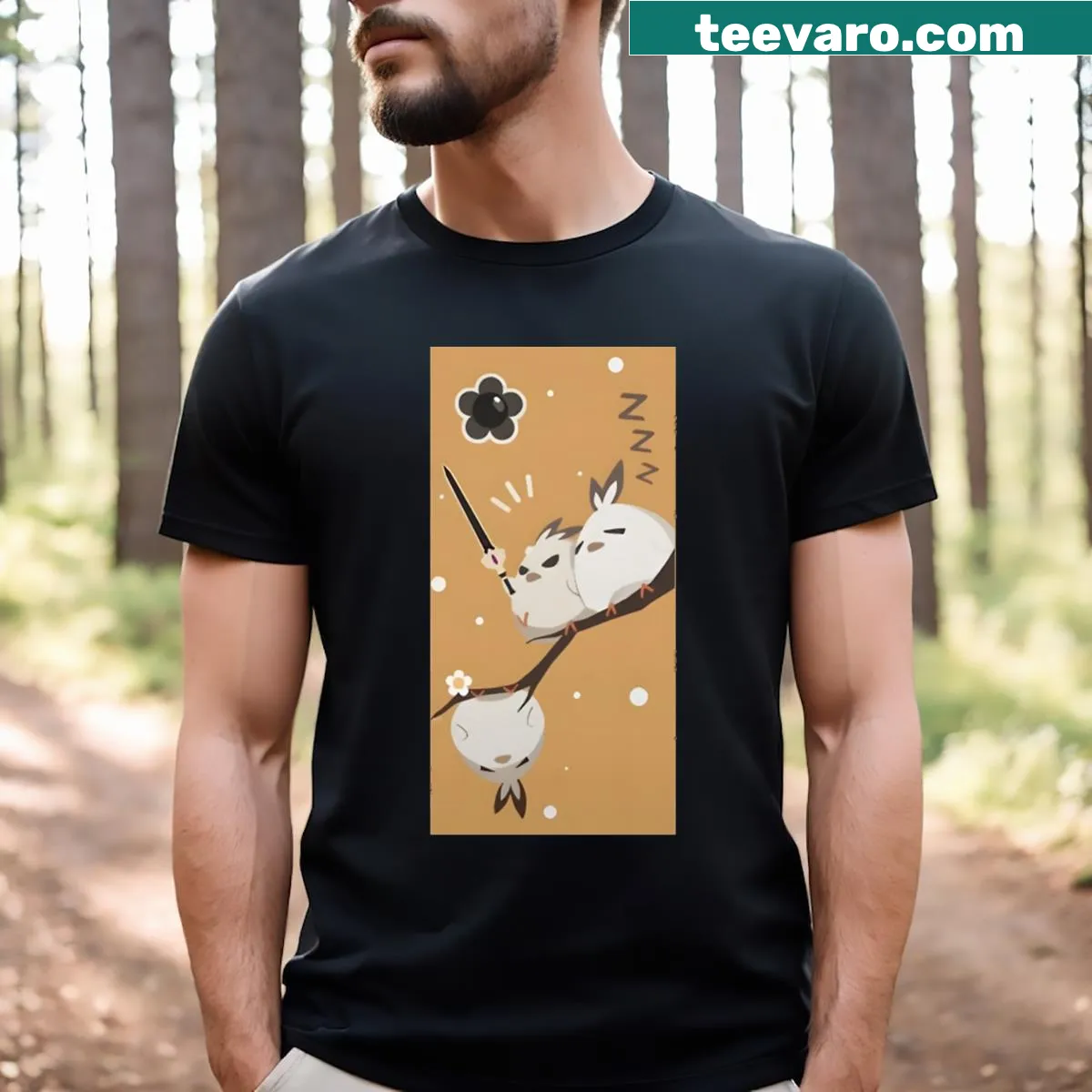 Illustrated T-shirt featuring Sushang from Honkai Star Rail — on a men's t-shirt