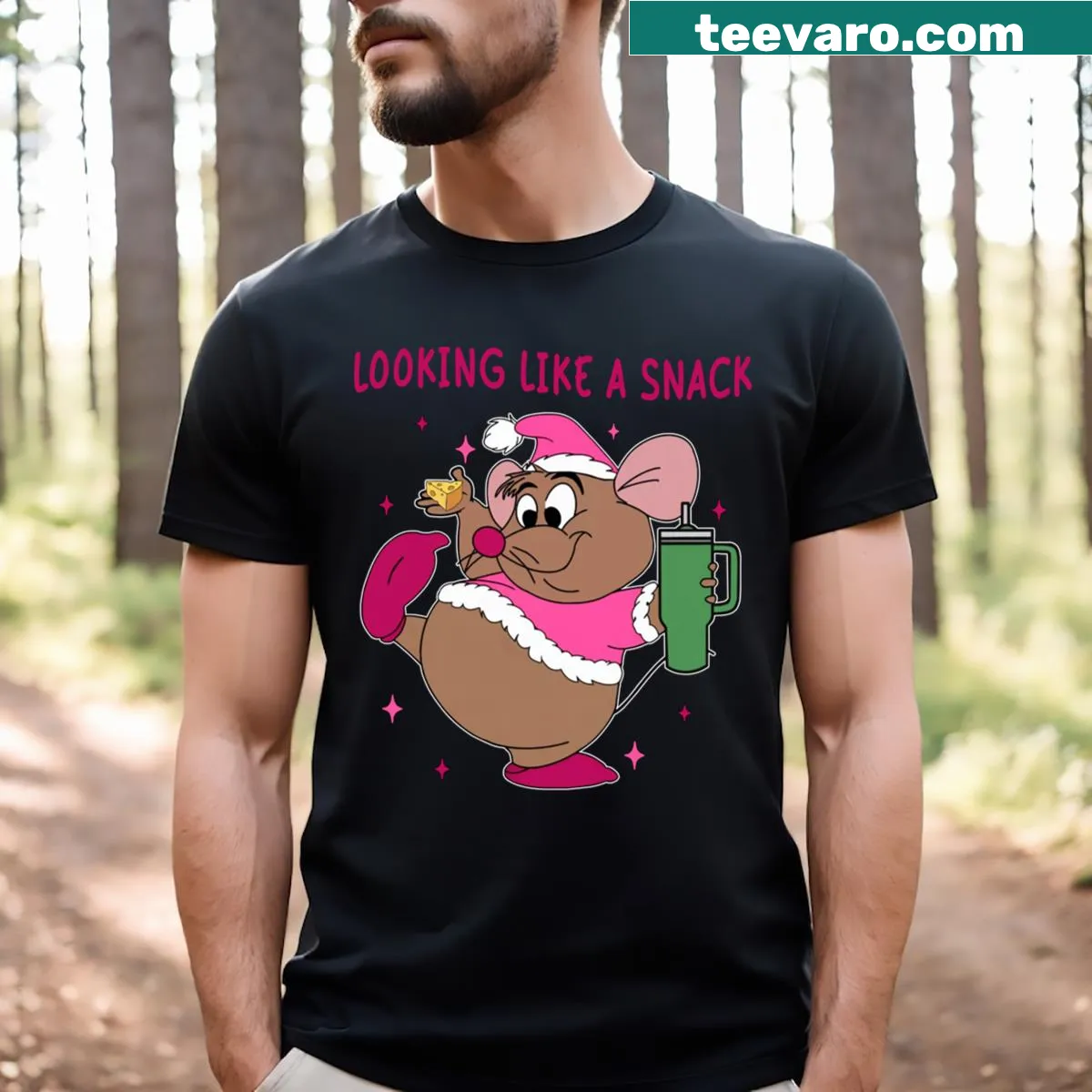 Christmas shirt with the phrase 'Looking Like A Snack' and festive graphics — on a men's t-shirt