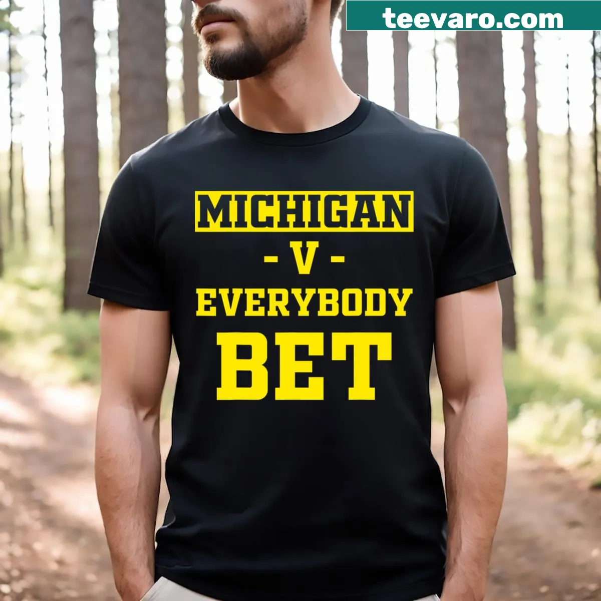 Bold graphic design for Michigan Bet t-shirt — on a men's t-shirt