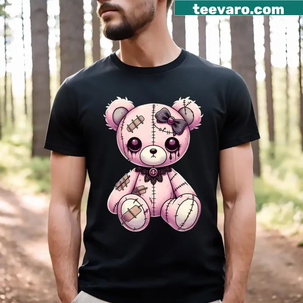 Pastel goth T-shirt with cute anime-inspired graphic design