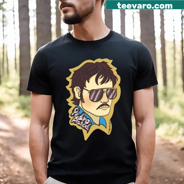 Fanart T-shirt featuring an artistic illustration of Pedro Pascal