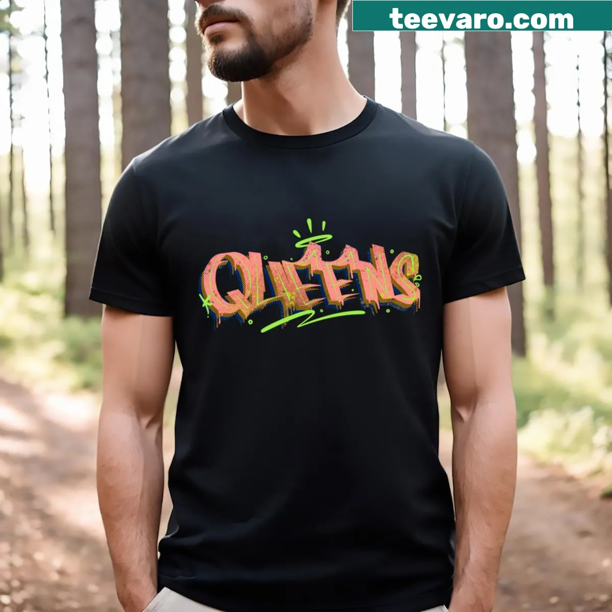Graffiti-style typography tee for urban art lovers — on a men's t-shirt