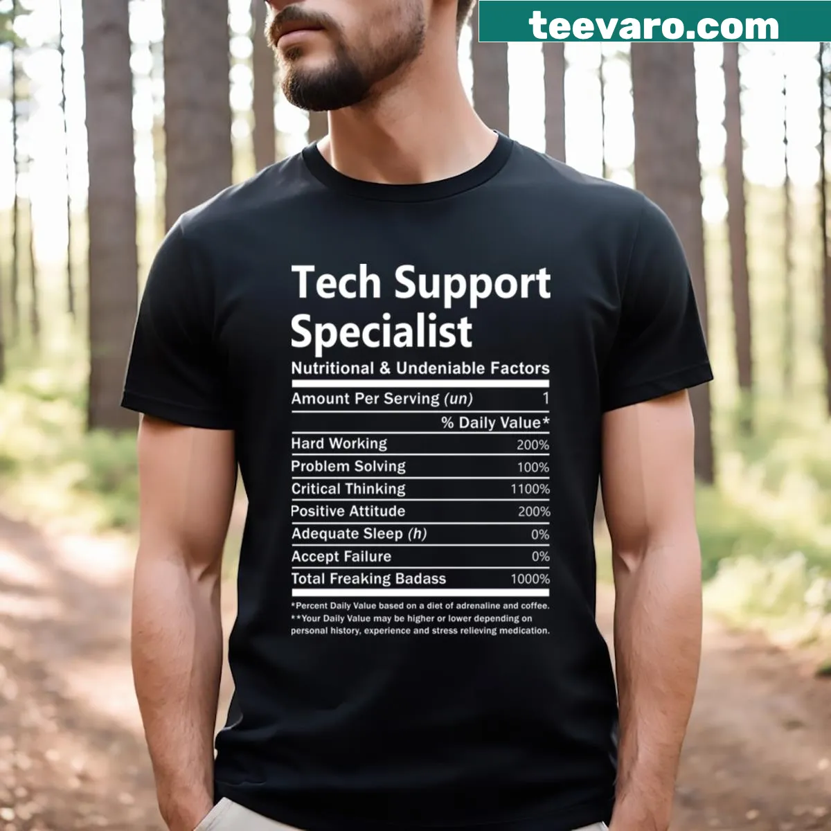 Funny T-shirt for tech support specialists with humorous text design — on a men's t-shirt