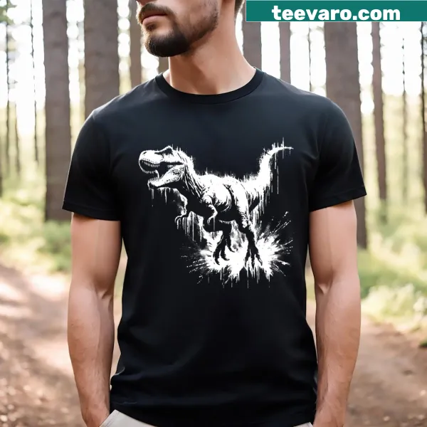 Cartoon T-rex dinosaur graphic on kids T-shirt