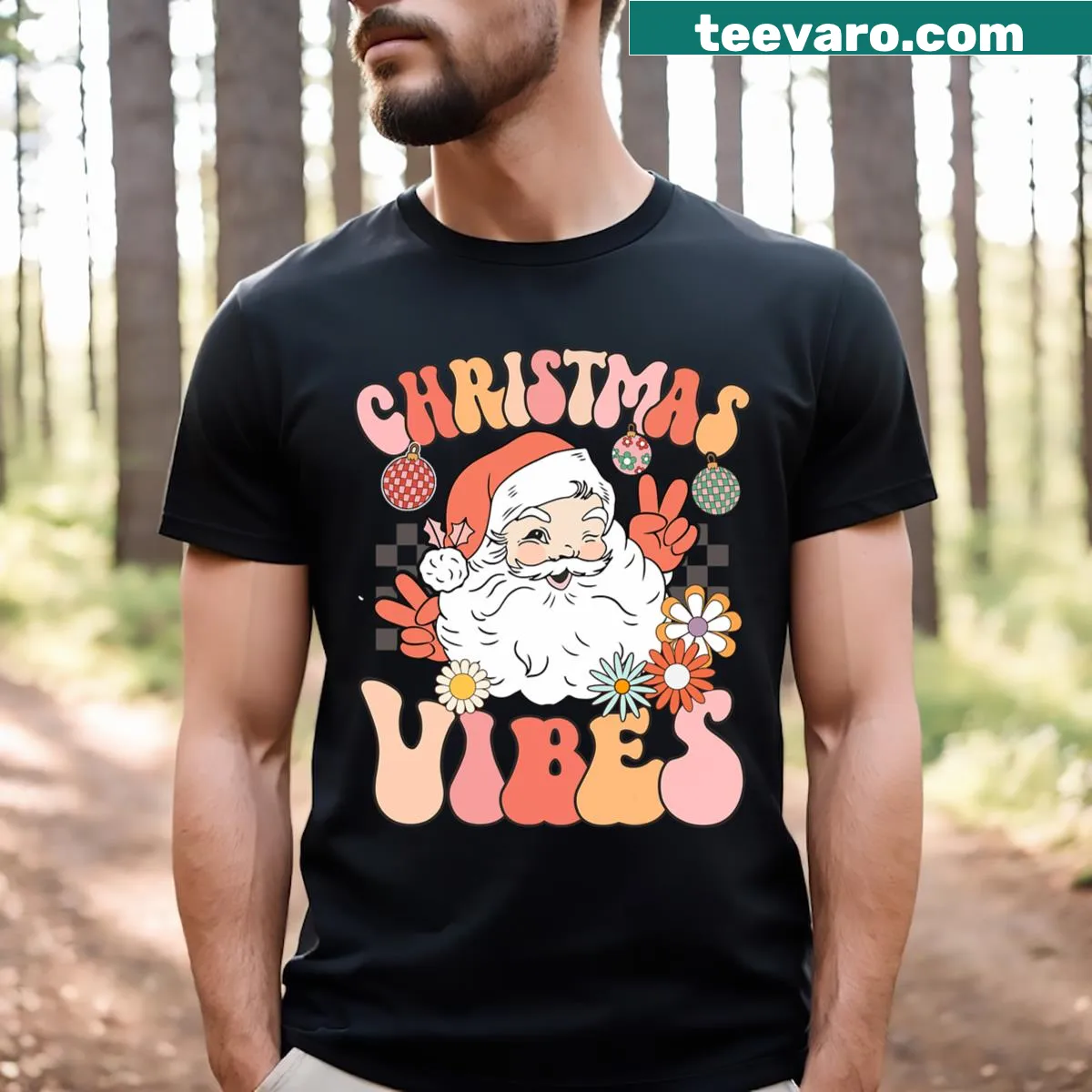 Cartoon graphic of a vintage Santa Claus on a kids' T-shirt — on a men's t-shirt