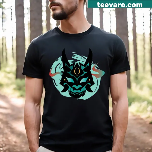 Xiao Yaksha mask graphic design on a t-shirt