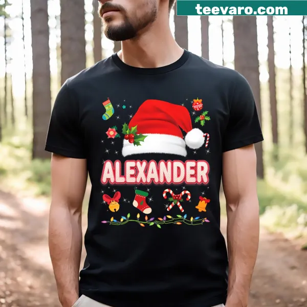 T-shirt with Santa Claus illustration and festive holiday design