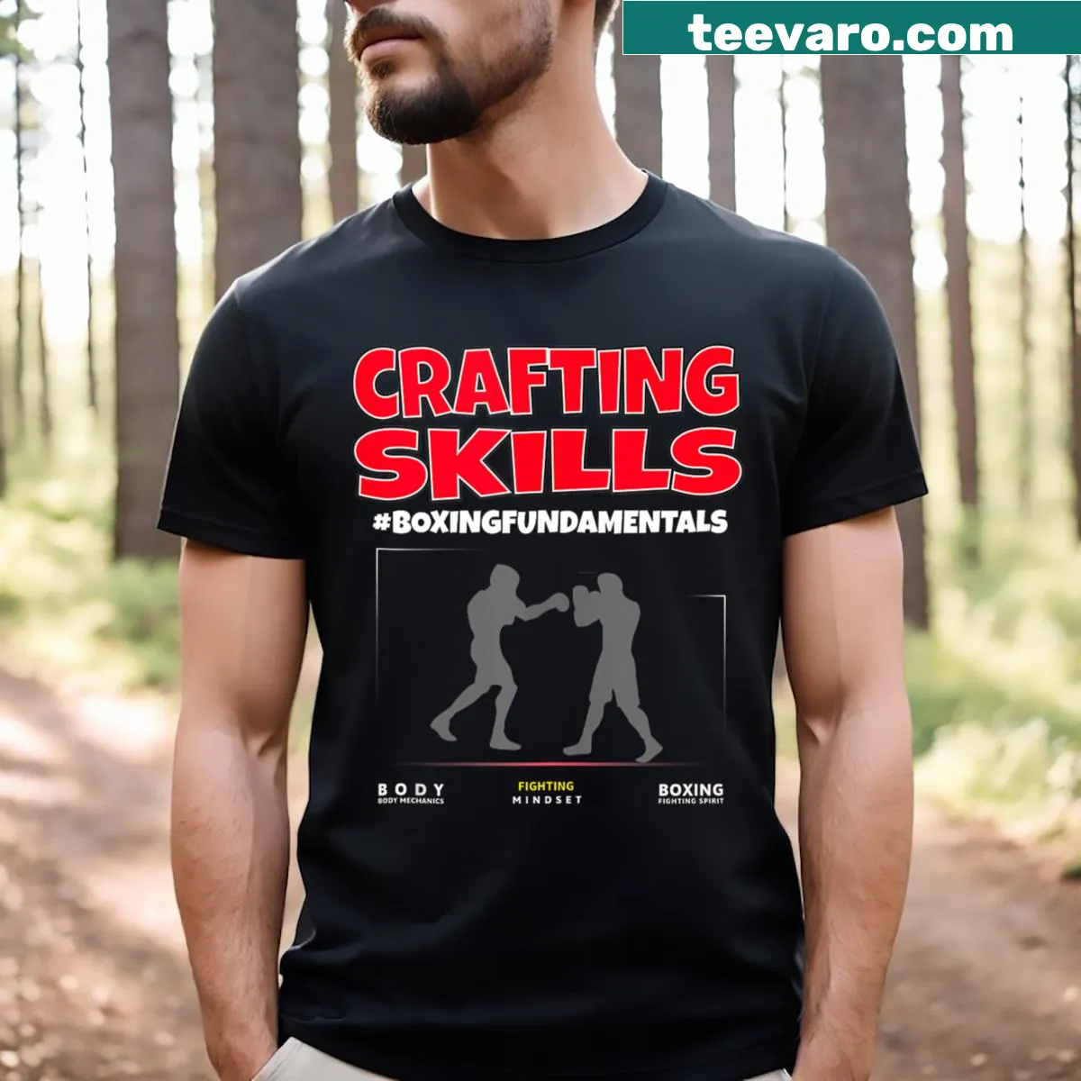 Motivational boxing training T-shirt for athletes and fighters — on a men's t-shirt
