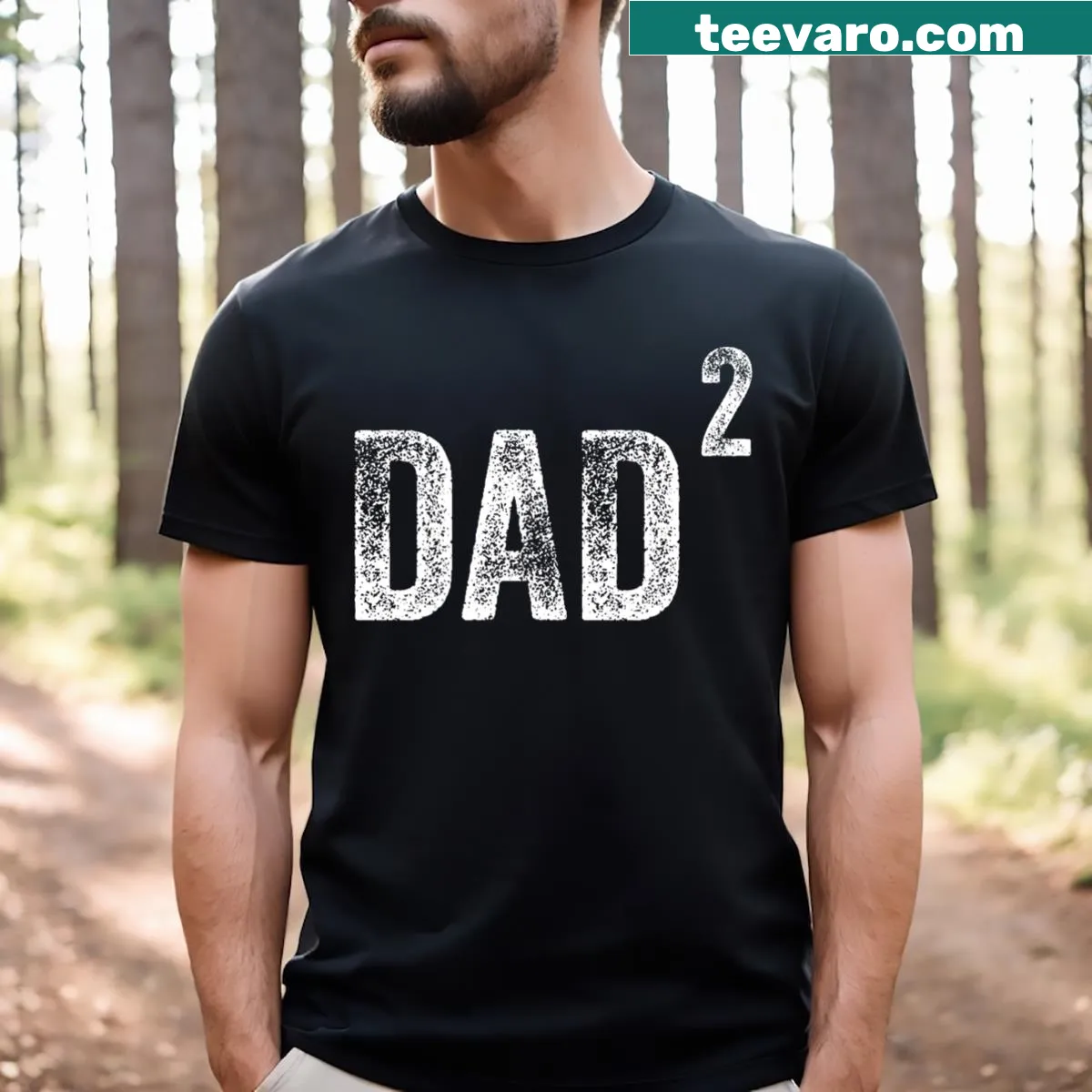 Text design reading 'Dad Squared' for fathers of twins. — on a men's t-shirt