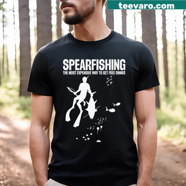 Illustration of fishing gear on V-neck T-shirt