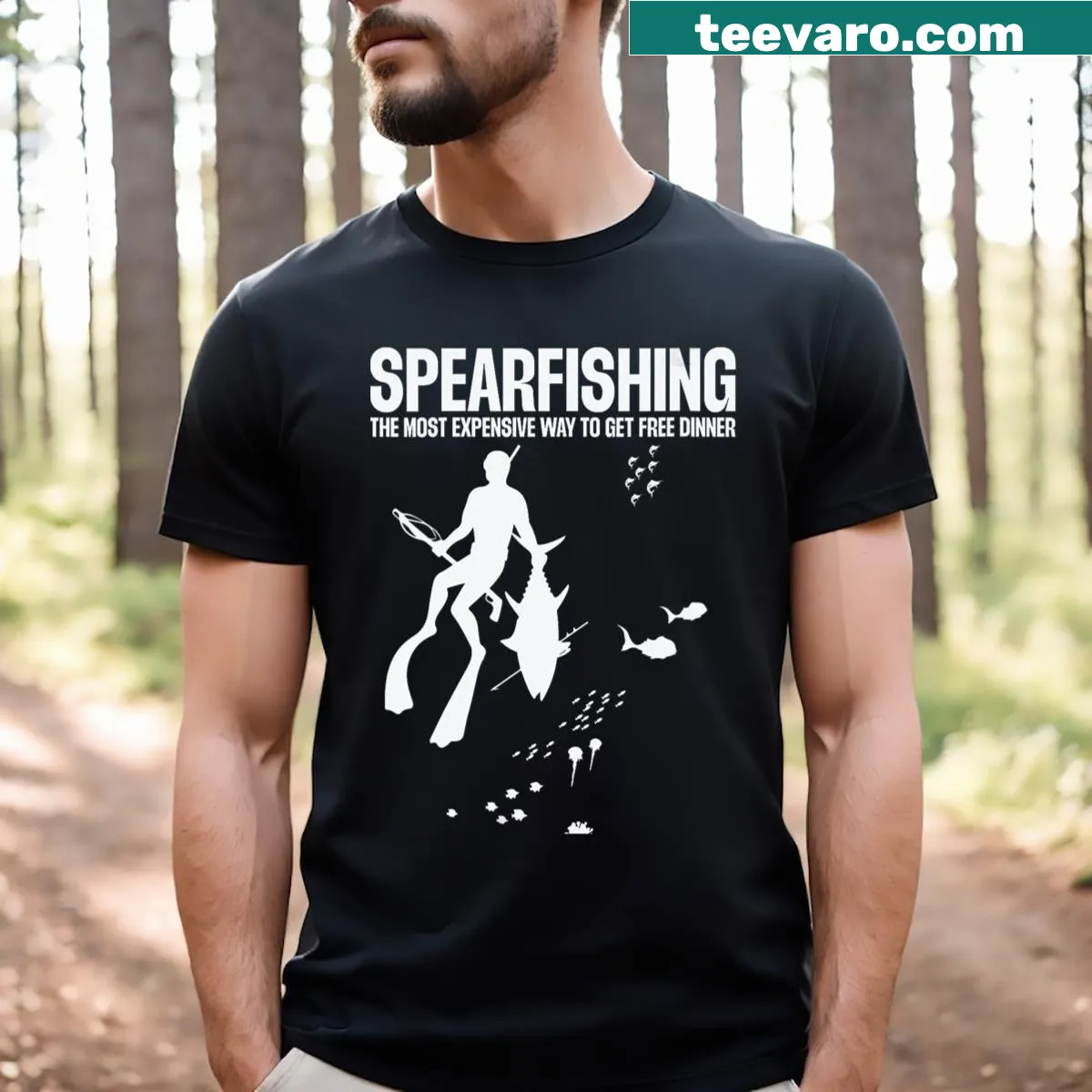 Illustration of fishing gear on V-neck T-shirt — on a men's t-shirt