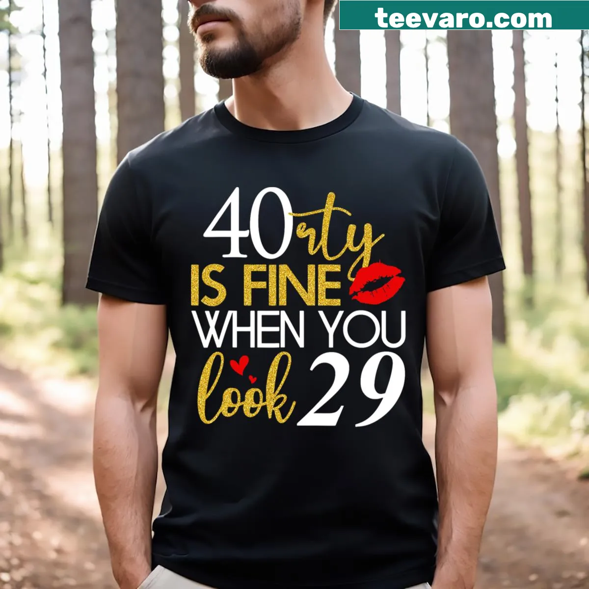 Vintage-style T-shirt with a humorous birthday slogan for turning 40 — on a men's t-shirt