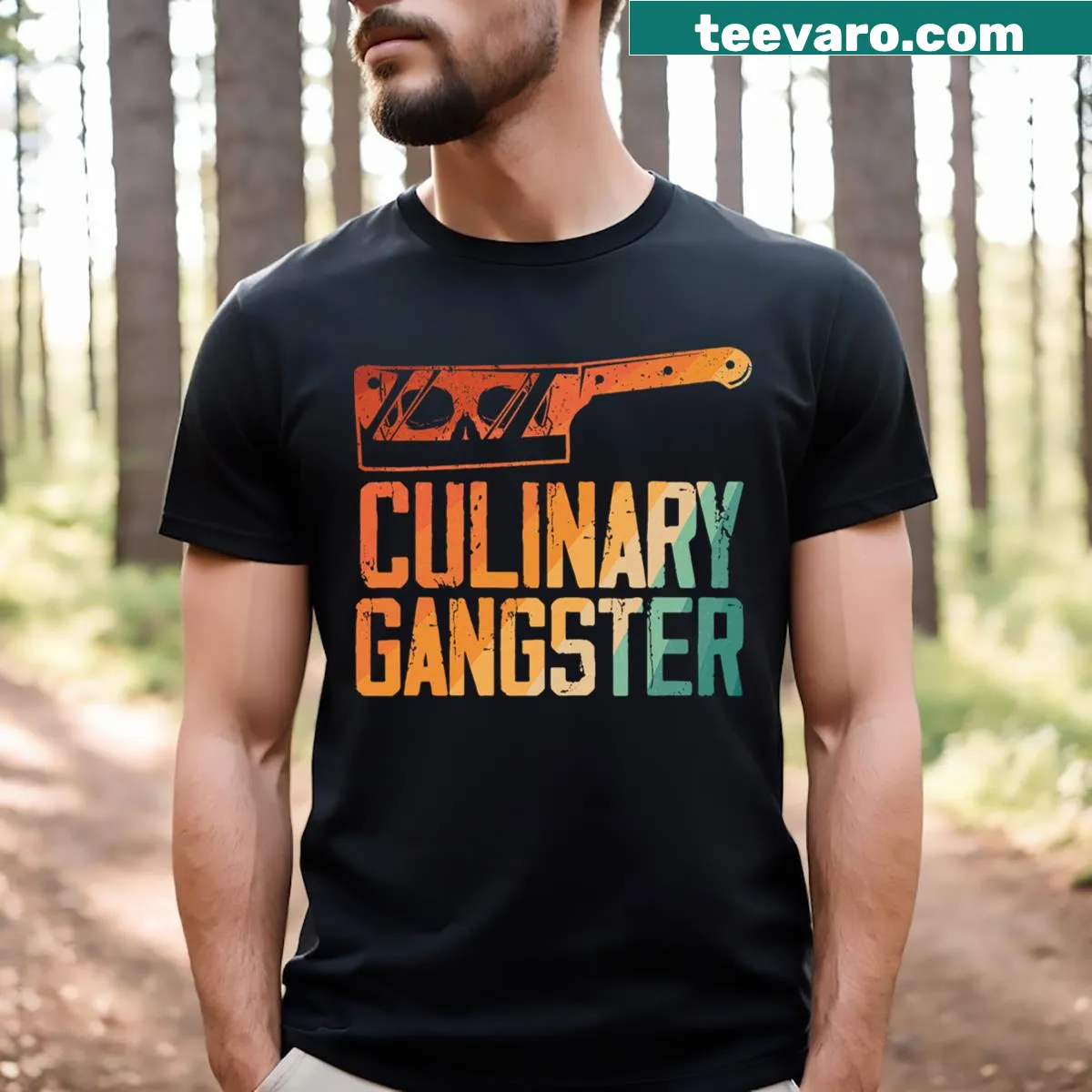 Humorous chef graphic on a fun cooking-themed T-shirt — on a men's t-shirt
