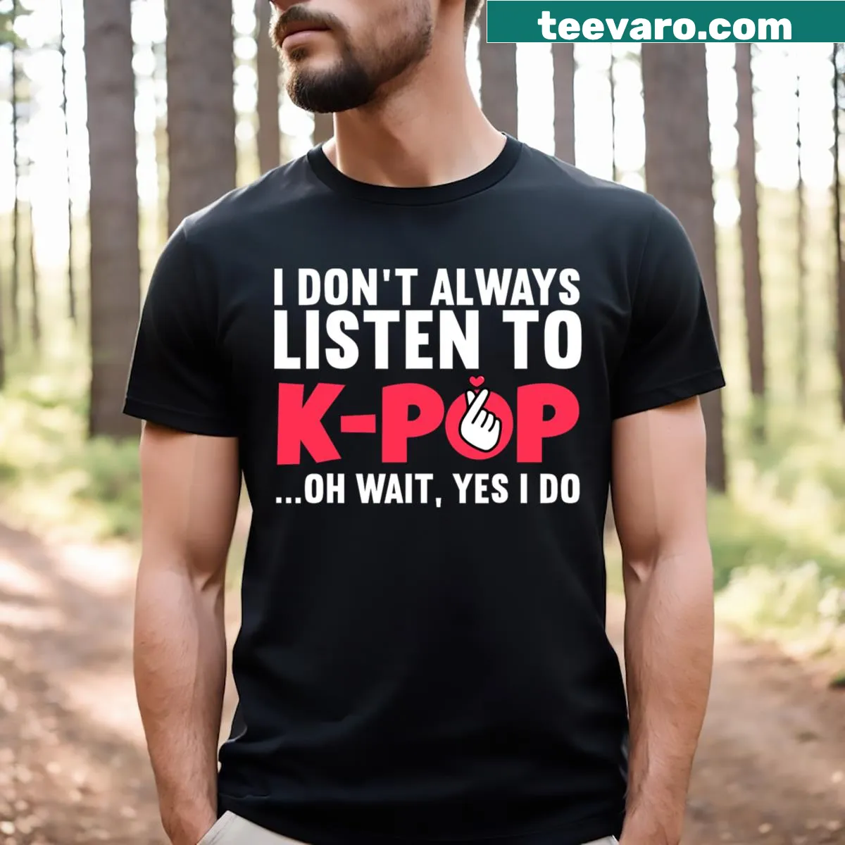 Playful K-pop graphic on a T-shirt for music lovers — on a men's t-shirt