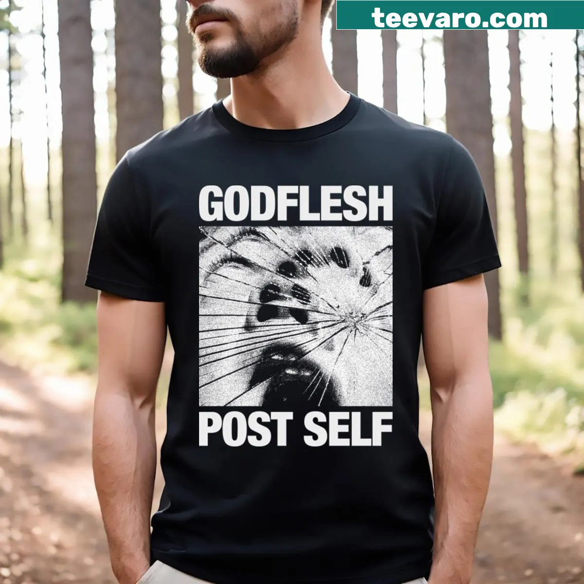 Fanmade Godflesh T-shirt with bold typography — on a men's t-shirt