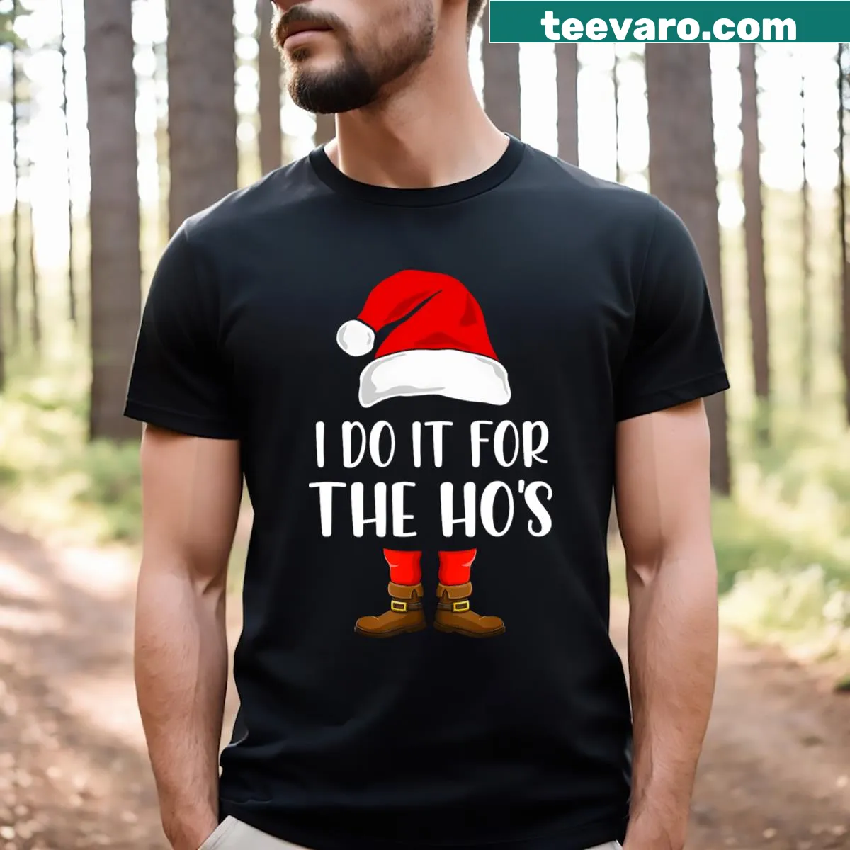 Funny Christmas shirt featuring playful text about holiday fun — on a men's t-shirt