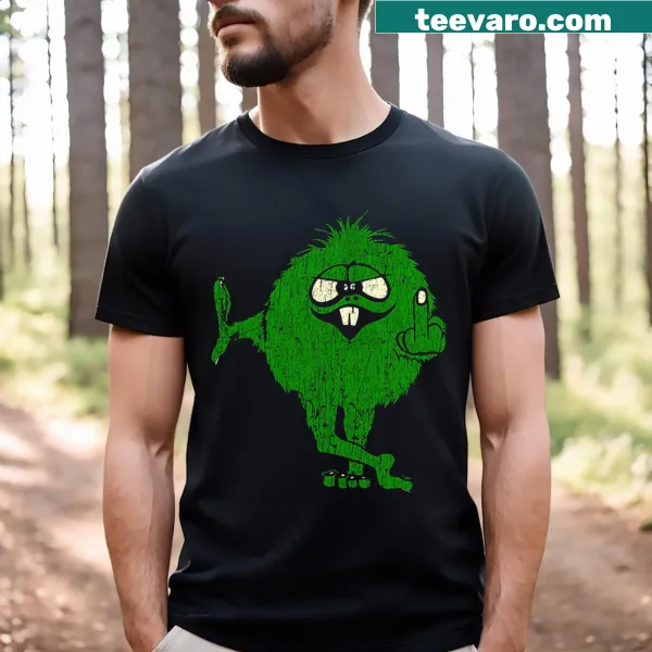 Edgy green monster graphic on T-shirt