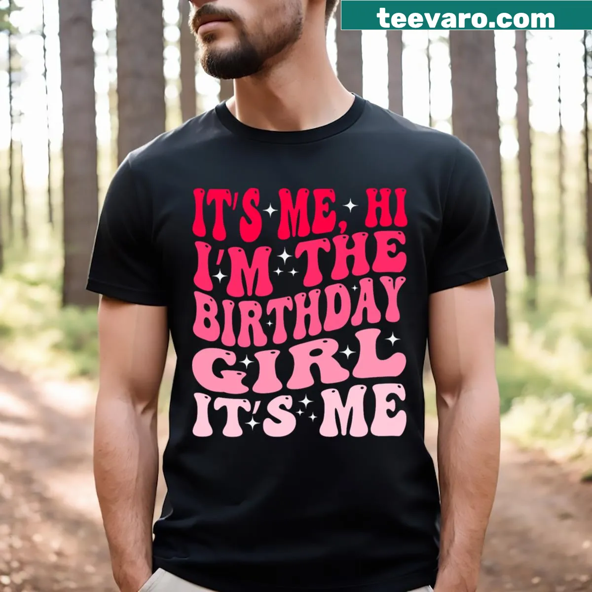 Groovy typography T-shirt for birthday girls with a fun slogan — on a men's t-shirt