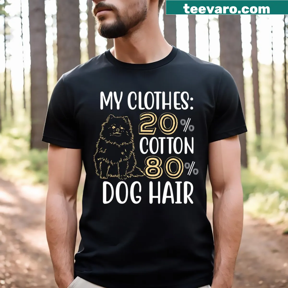 Funny shirt for dog lovers about Pomeranian hair — on a men's t-shirt