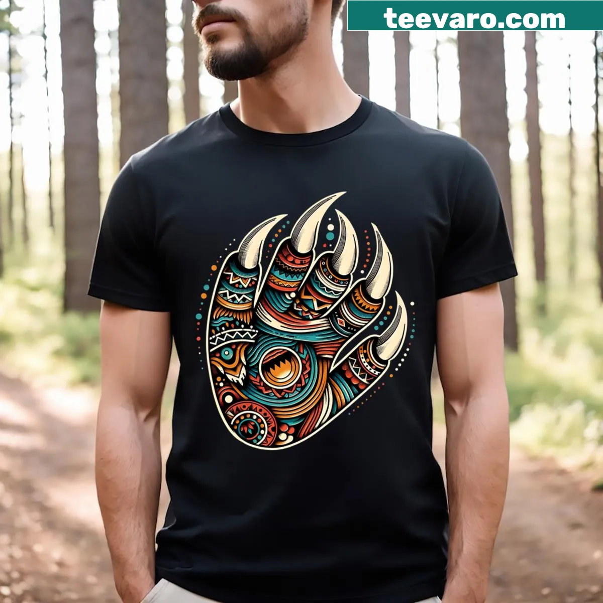 Bear claws graphic representing Native heritage on a T-shirt — on a men's t-shirt