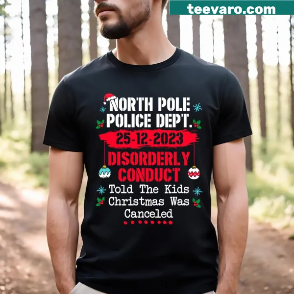 Funny North Pole Police Christmas graphic T-shirt