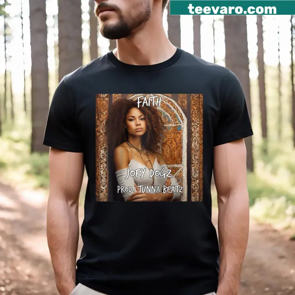 Raglan-style t-shirt with faith-themed graphic