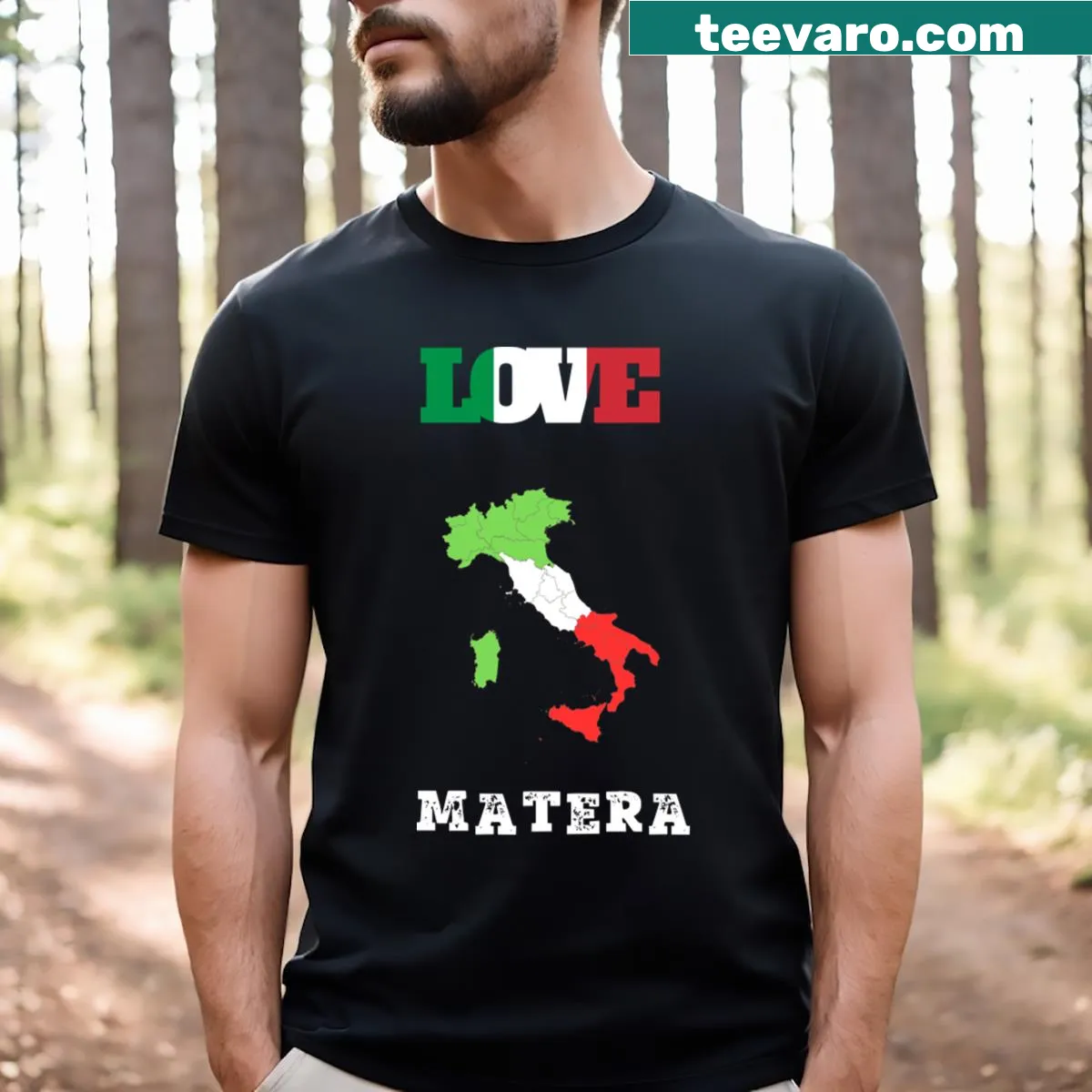 T Matera T-shirt with playful illustrations of the city — on a men's t-shirt