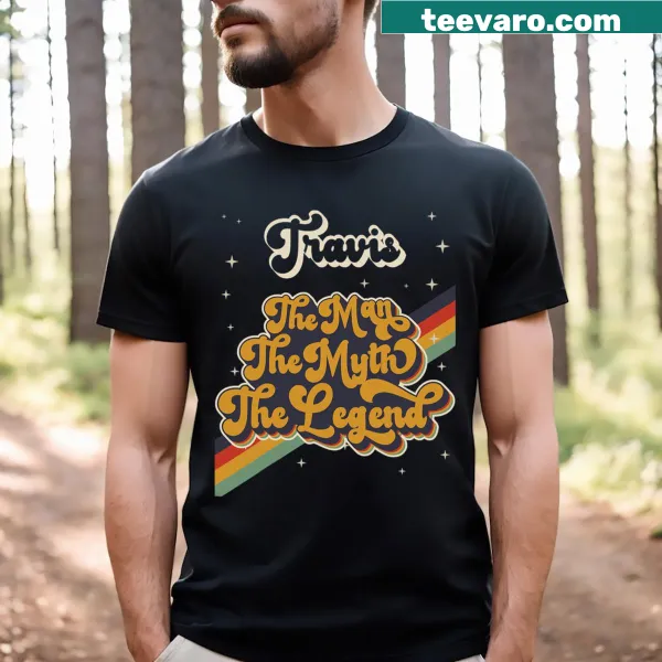 Retro t-shirt celebrating the name Travis with humorous text