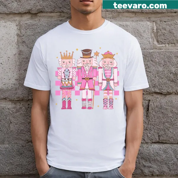 Vintage Pink Nutcracker Squad Christmas T-shirt for kids
