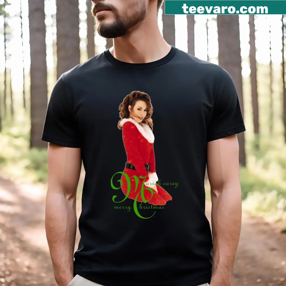 Vintage design celebrating Mariah Carey for Christmas on a t-shirt. — on a men's t-shirt