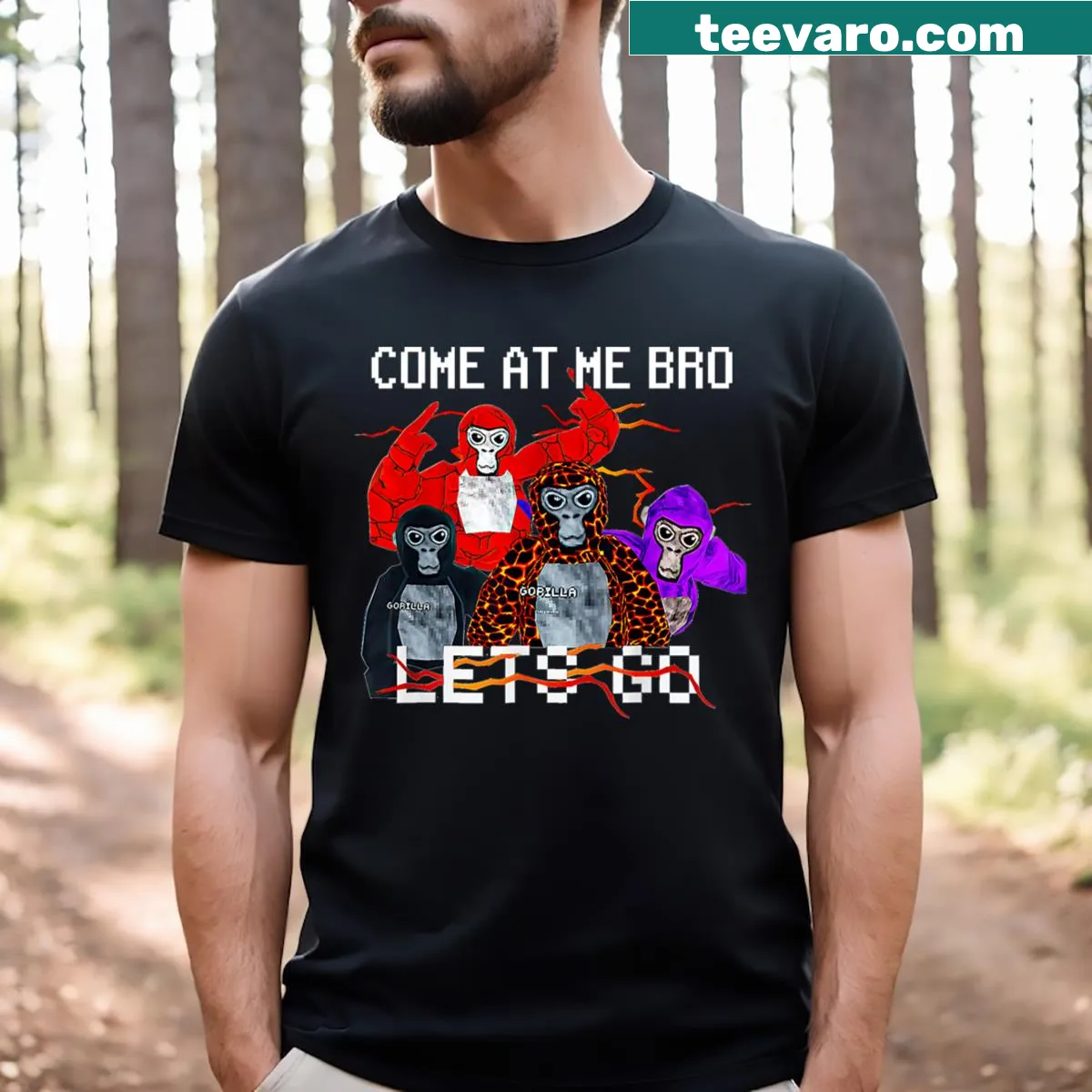 Gorilla Monke graphic T-shirt for gamers — on a men's t-shirt