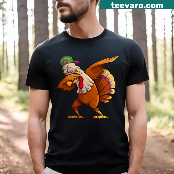 Funny T-shirt featuring a dabbing turkey for Thanksgiving