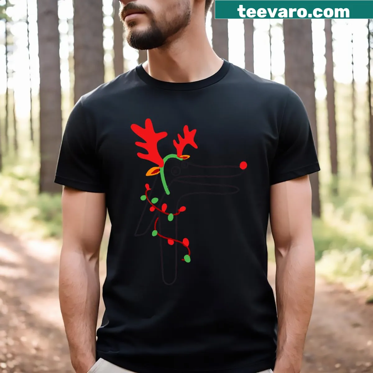 Humorous nursing t-shirt with Christmas reindeer graphic. — on a men's t-shirt