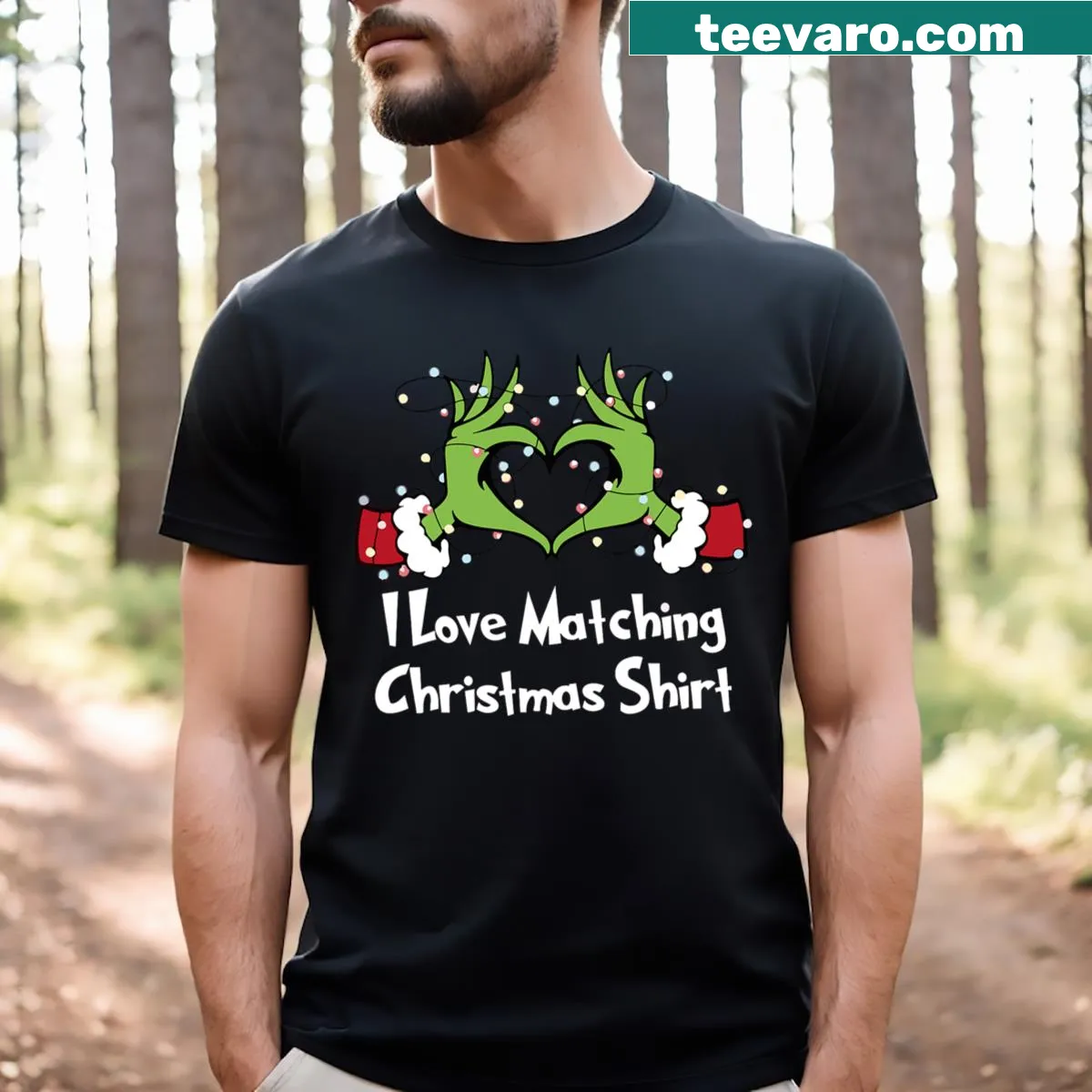 Funny couple Christmas matching t-shirt with playful typography — on a men's t-shirt