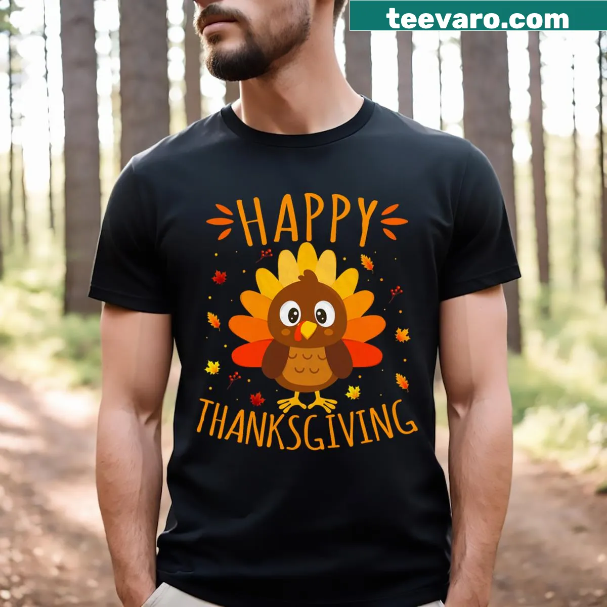 Thanksgiving-themed t-shirt celebrating family gathering. — on a men's t-shirt
