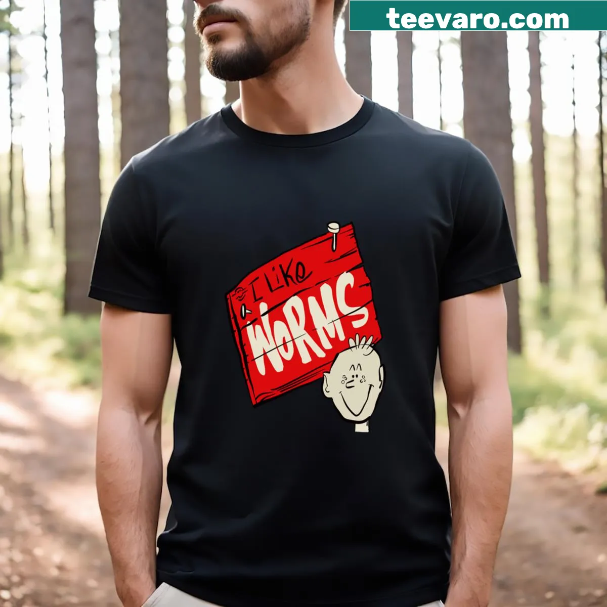 Vintage-style t-shirt featuring Worms soda graphic — on a men's t-shirt