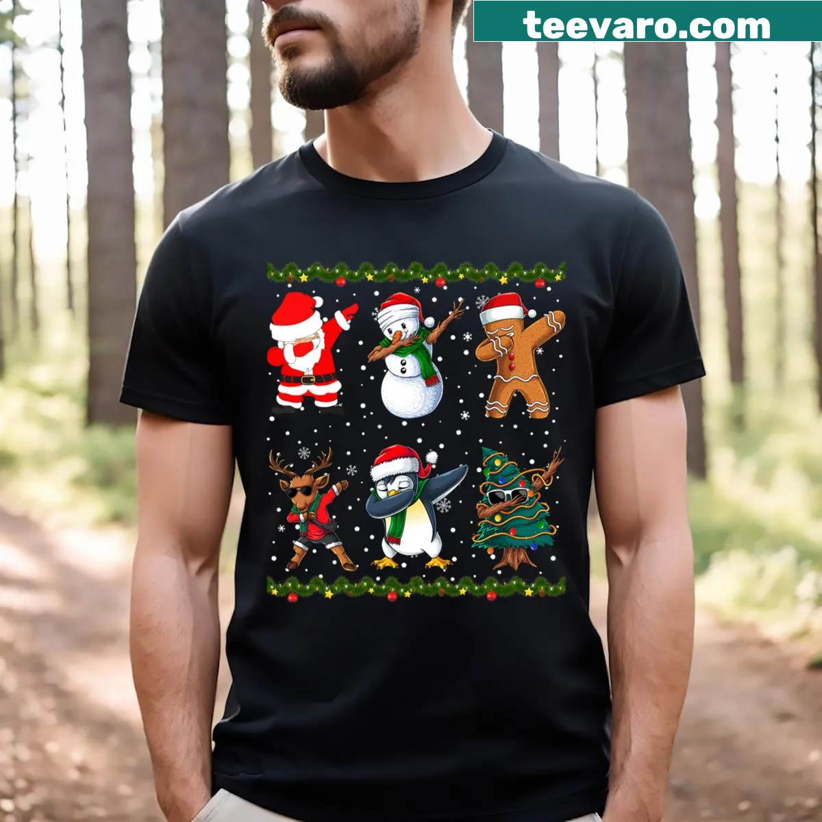 Funny Santa dabbing design on a Christmas t-shirt. — on a men's t-shirt
